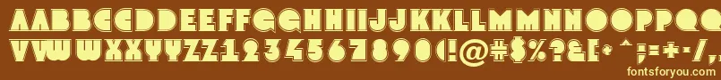 GrotogrNormal-fontti – keltaiset fontit ruskealla taustalla
