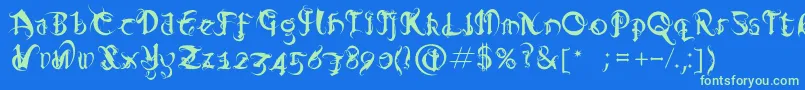 Diablo Font – Green Fonts on Blue Background