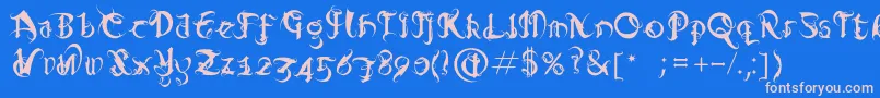 Diablo Font – Pink Fonts on Blue Background