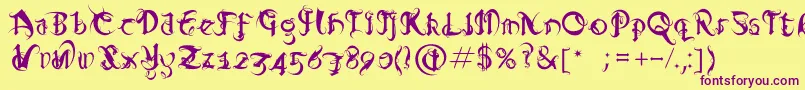 Diablo Font – Purple Fonts on Yellow Background
