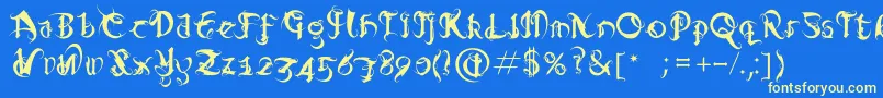 Diablo Font – Yellow Fonts on Blue Background