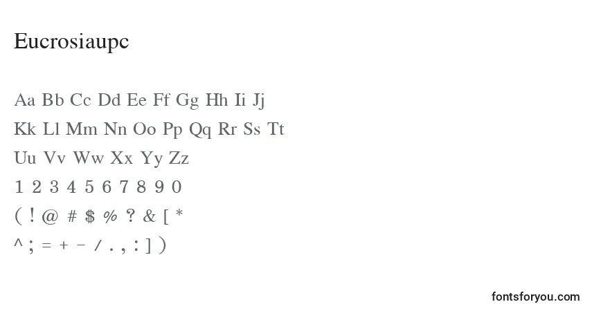 A fonte Eucrosiaupc – alfabeto, números, caracteres especiais