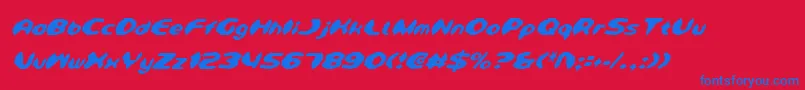 DetonatorCondensedItalic-fontti – siniset fontit punaisella taustalla