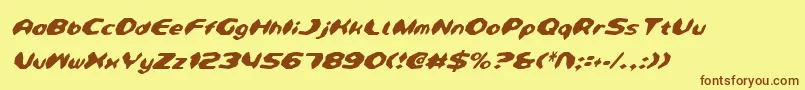 DetonatorCondensedItalic-Schriftart – Braune Schriften auf gelbem Hintergrund
