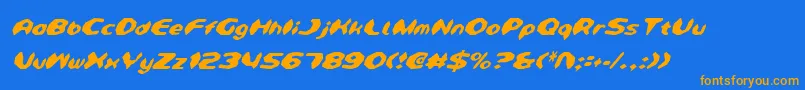 Fonte DetonatorCondensedItalic – fontes laranjas em um fundo azul