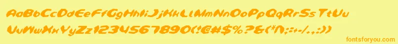 Weitere Informationen zur DetonatorCondensedItalic-Schriftart DetonatorCondensedItalic-Schriftart – Orangefarbene Schriften auf gelbem Hintergrund