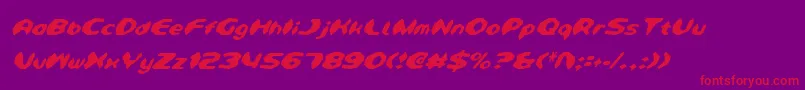 DetonatorCondensedItalic-Schriftart – Rote Schriften auf violettem Hintergrund