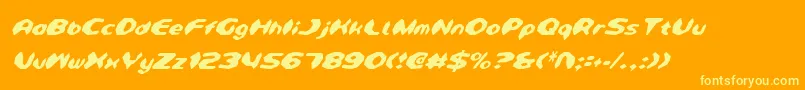 DetonatorCondensedItalic-Schriftart – Gelbe Schriften auf orangefarbenem Hintergrund