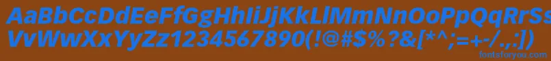 Czcionka VectoraltstdBlackitalic – niebieskie czcionki na brązowym tle