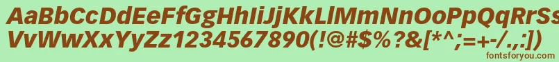 VectoraltstdBlackitalic Font – Brown Fonts on Green Background