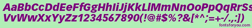 フォントVectoraltstdBlackitalic – 緑の背景に紫のフォント
