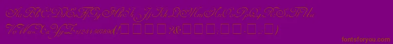 CarmelScriptSsi-Schriftart – Braune Schriften auf violettem Hintergrund