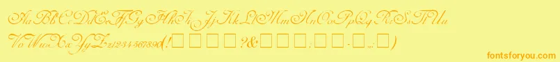 CarmelScriptSsi-Schriftart – Orangefarbene Schriften auf gelbem Hintergrund