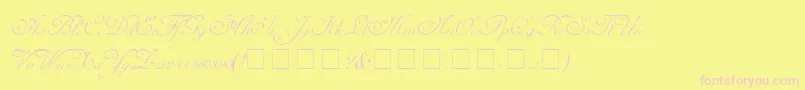 フォントCarmelScriptSsi – ピンクのフォント、黄色の背景