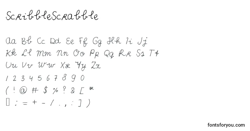 A fonte ScribbleScrabble – alfabeto, números, caracteres especiais