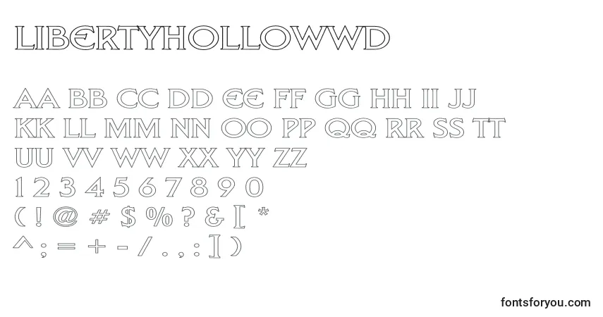 Schriftart LibertyHollowWd – Alphabet, Zahlen, spezielle Symbole