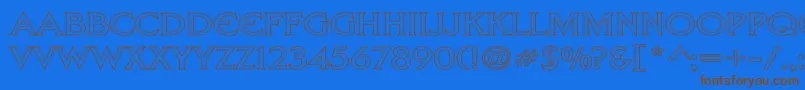 LibertyHollowWd-Schriftart – Braune Schriften auf blauem Hintergrund