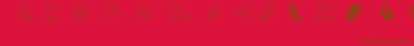 Aezowlsfortraci-Schriftart – Braune Schriften auf rotem Hintergrund