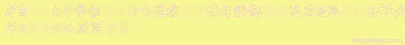 FeConfetti-Schriftart – Rosa Schriften auf gelbem Hintergrund