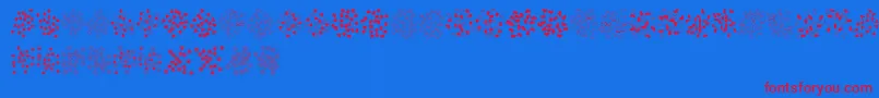 Czcionka FeConfetti – czerwone czcionki na niebieskim tle