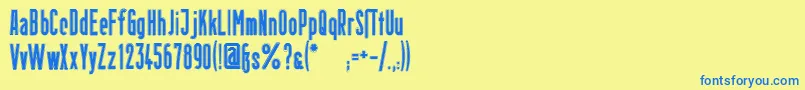 フォントBerlinEmailOutline – 青い文字が黄色の背景にあります。