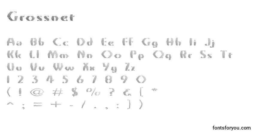 Grossnet-fontti – aakkoset, numerot, erikoismerkit
