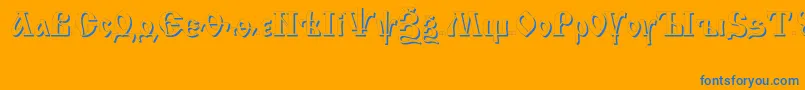 フォントIzhitsashadowctt – オレンジの背景に青い文字