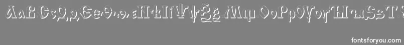 フォントIzhitsashadowctt – 灰色の背景に白い文字