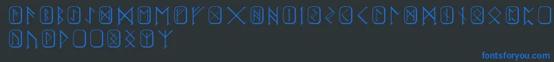 Futhark-fontti – siniset fontit mustalla taustalla
