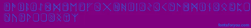 Futhark-Schriftart – Blaue Schriften auf violettem Hintergrund