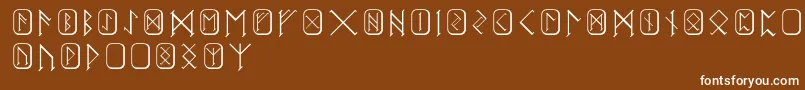 Czcionka Futhark – białe czcionki na brązowym tle