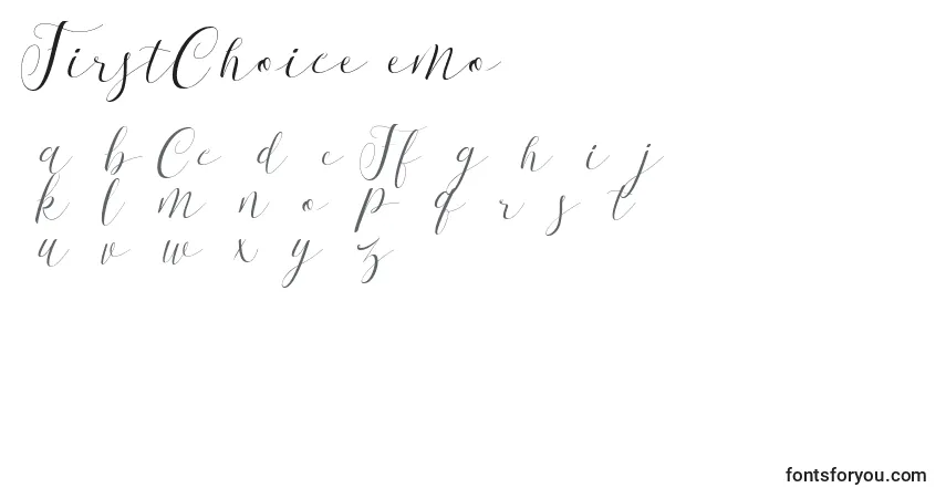FirstChoiceDemo-fontti – aakkoset, numerot, erikoismerkit