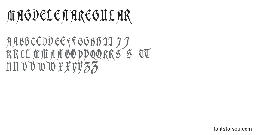 MagdelenaRegular-fontti – aakkoset, numerot, erikoismerkit