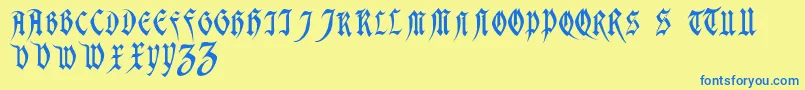 フォントMagdelenaRegular – 青い文字が黄色の背景にあります。