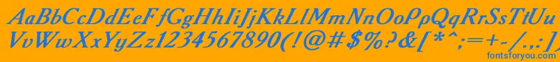 AcademyItalicBoldItalic Font – Blue Fonts on Orange Background