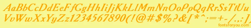 AcademyItalicBoldItalic Font – Orange Fonts on Yellow Background