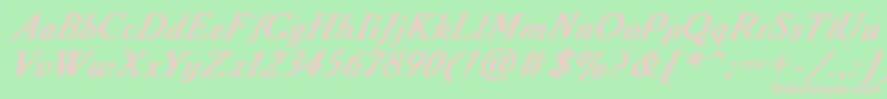 AcademyItalicBoldItalic Font – Pink Fonts on Green Background