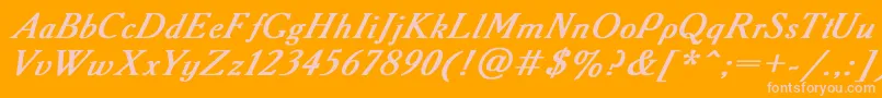 AcademyItalicBoldItalic Font – Pink Fonts on Orange Background