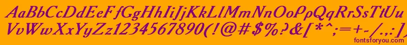 AcademyItalicBoldItalic Font – Purple Fonts on Orange Background