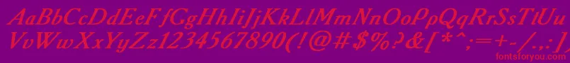 AcademyItalicBoldItalic Font – Red Fonts on Purple Background