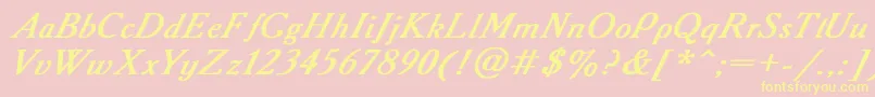 AcademyItalicBoldItalic Font – Yellow Fonts on Pink Background