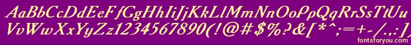 AcademyItalicBoldItalic Font – Yellow Fonts on Purple Background