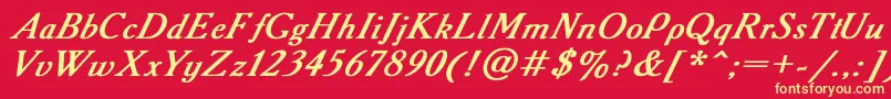 AcademyItalicBoldItalic Font – Yellow Fonts on Red Background