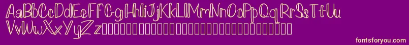 Loverlyregulardemo-Schriftart – Gelbe Schriften auf violettem Hintergrund