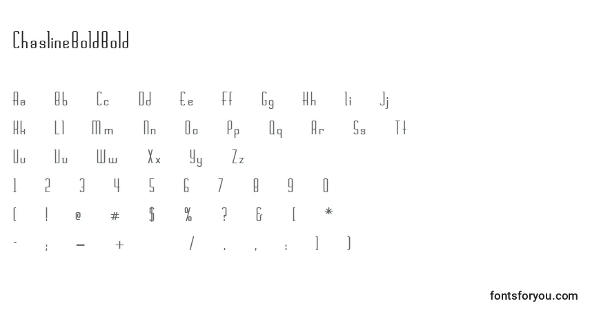 A fonte ChaslineBoldBold – alfabeto, números, caracteres especiais