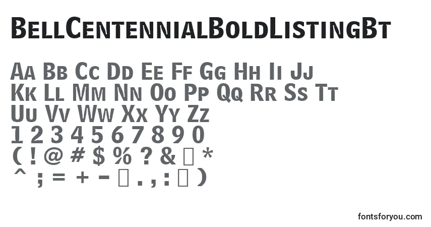 A fonte BellCentennialBoldListingBt – alfabeto, números, caracteres especiais