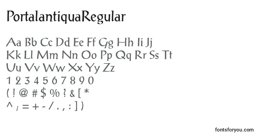 A fonte PortalantiquaRegular – alfabeto, números, caracteres especiais