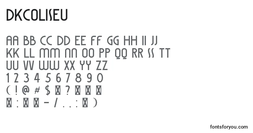 A fonte DkColiseu – alfabeto, números, caracteres especiais