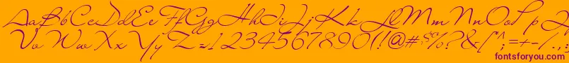 Liana-Schriftart – Violette Schriften auf orangefarbenem Hintergrund