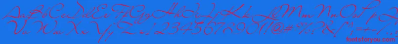 Liana-Schriftart – Rote Schriften auf blauem Hintergrund